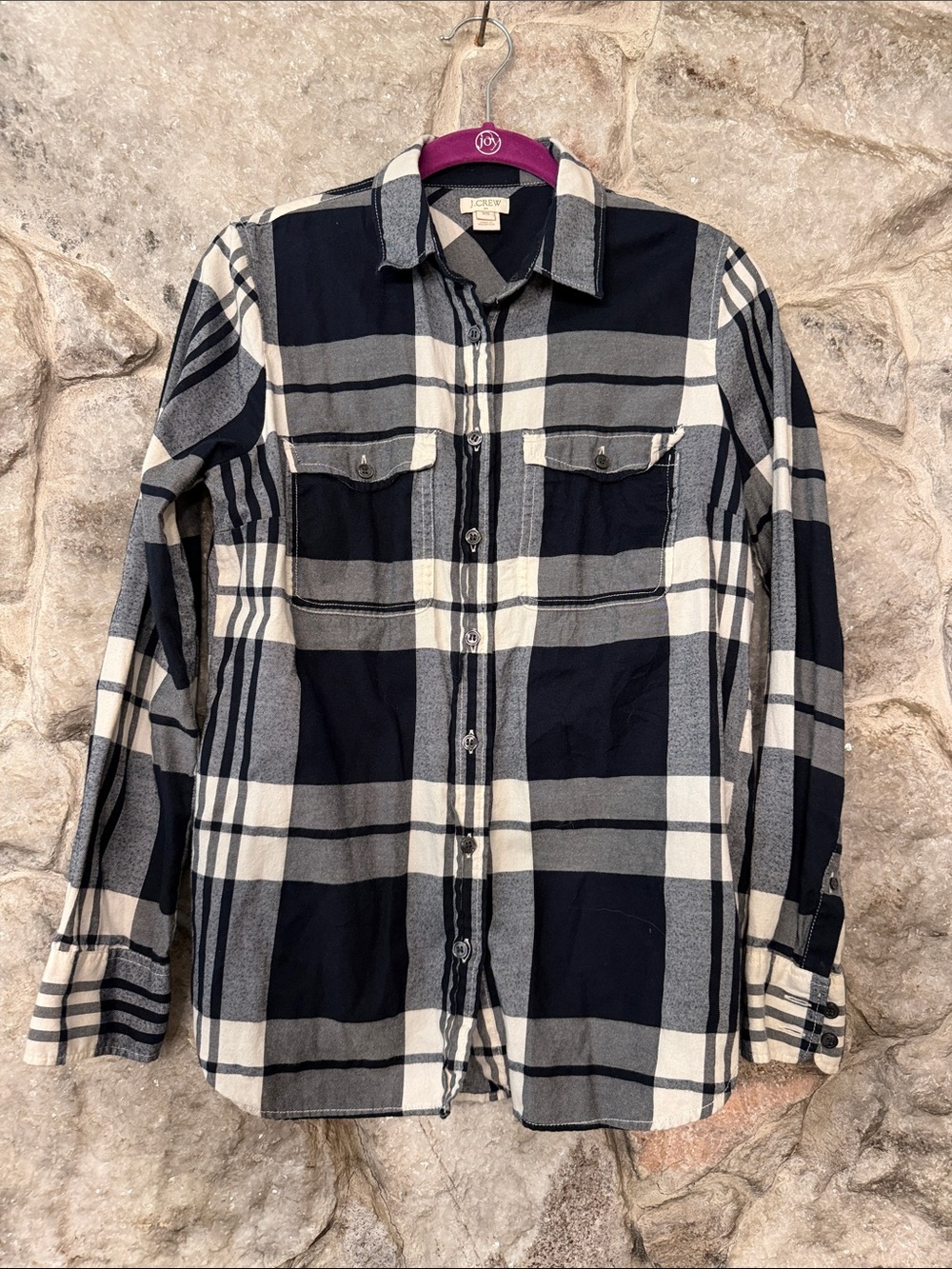 Cozy Black & Cream Plaid Button-Down Shirt